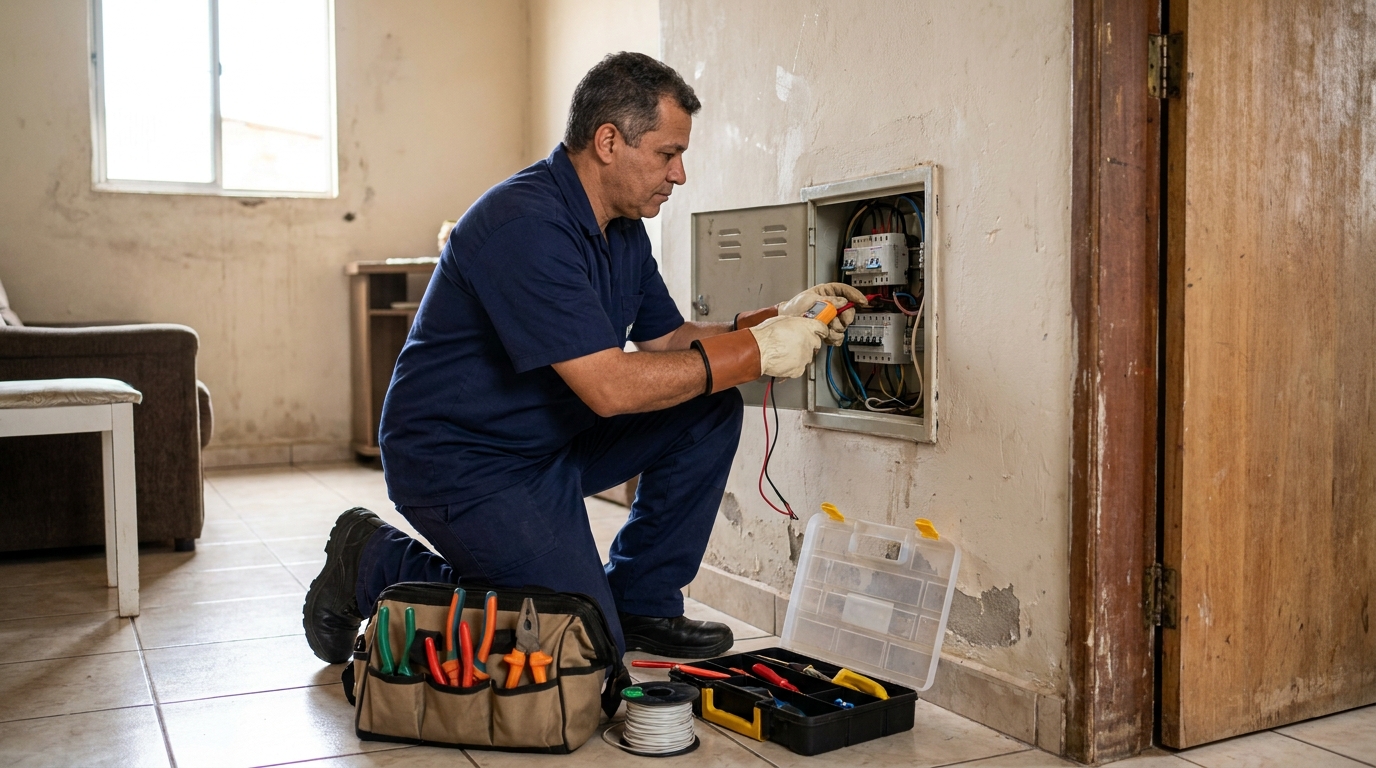 Eletricista com ferramentas em Gravataí‑RS