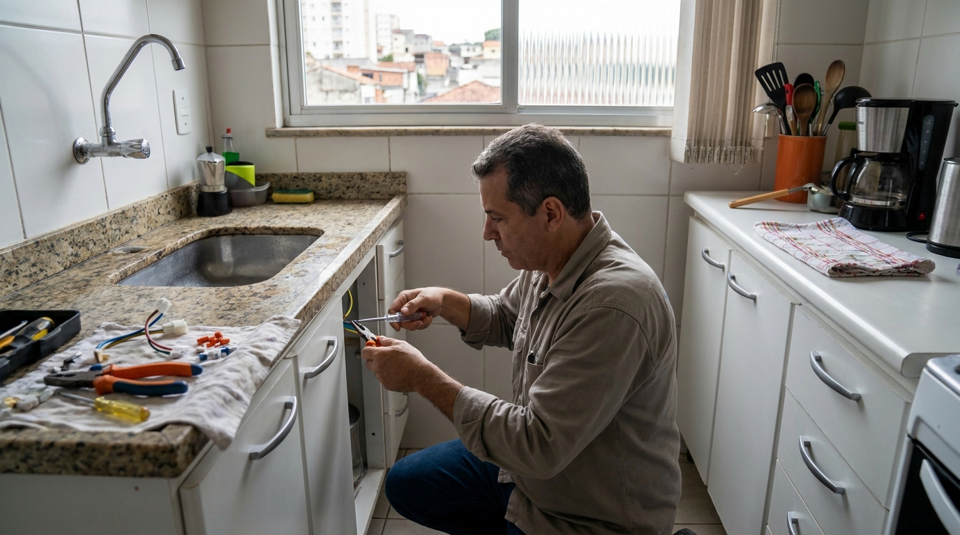 Eletricista instalando torneira eletrica em Gravataí‑RS