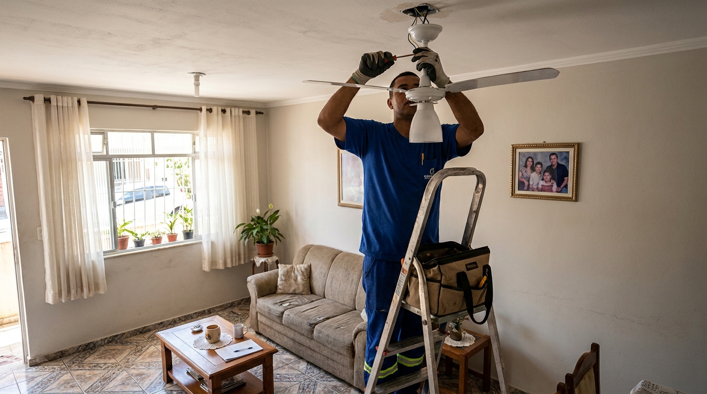 Instalacao de ventilador de teto residencial em Gravataí‑RS